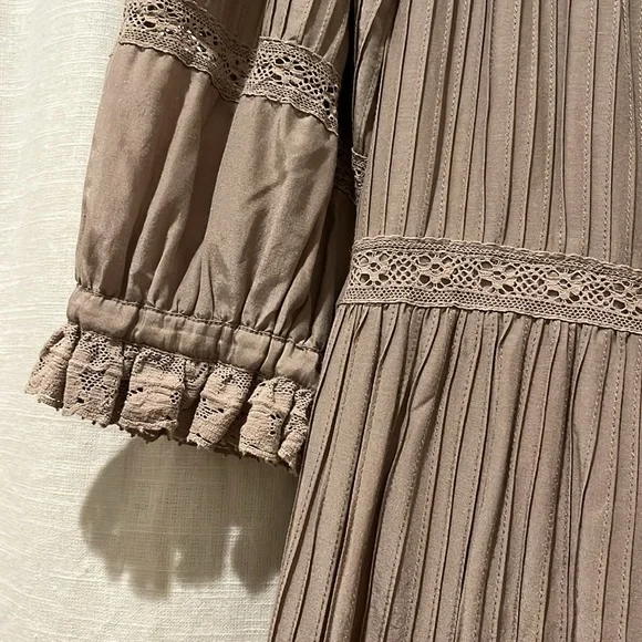 Like-new Hunter Bell Evelyn Lace Cotton Silk Maxi Midi Dress Clay size 4 - Picture 7 of 11